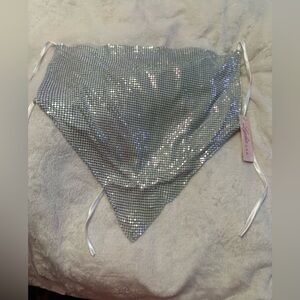 Silver tie string crop top for the summer